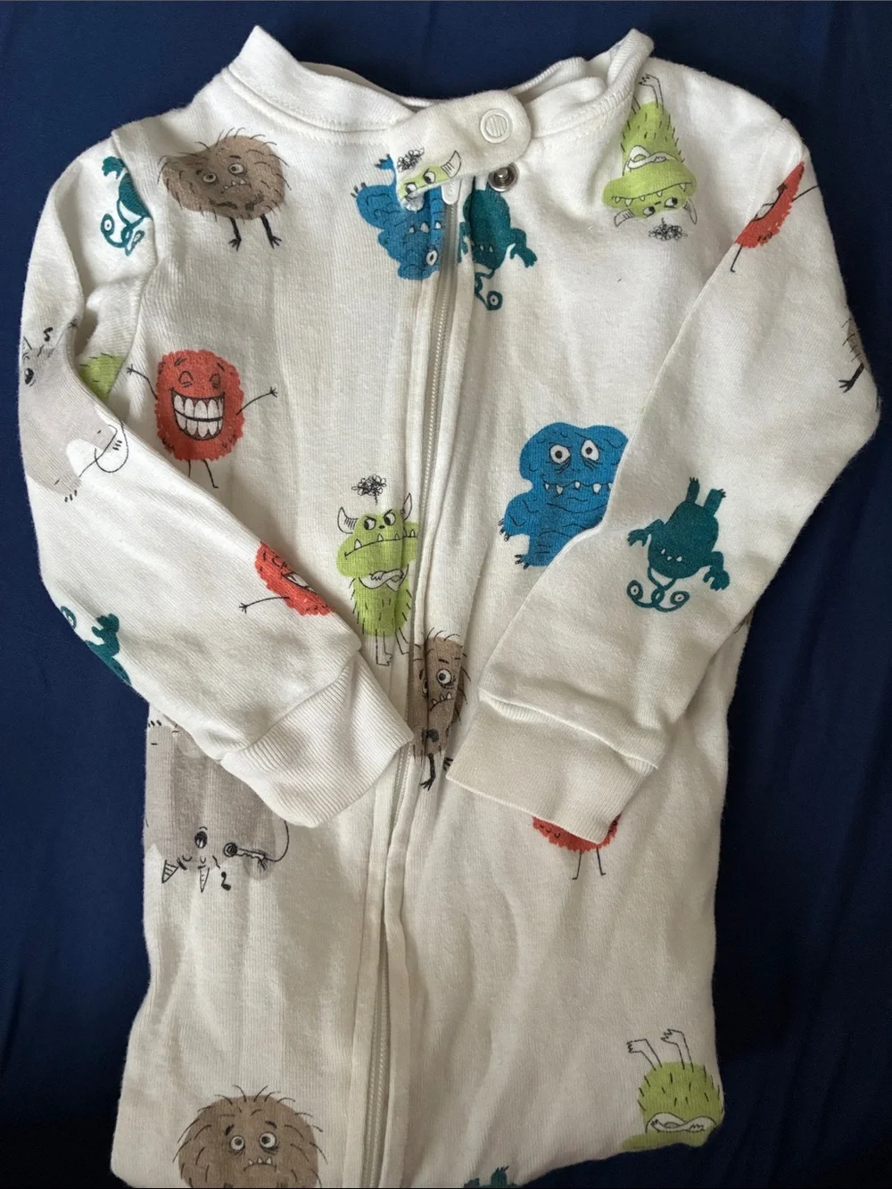 Carter's White Footed One-Piece Pajamas with Colorful Monster Prints